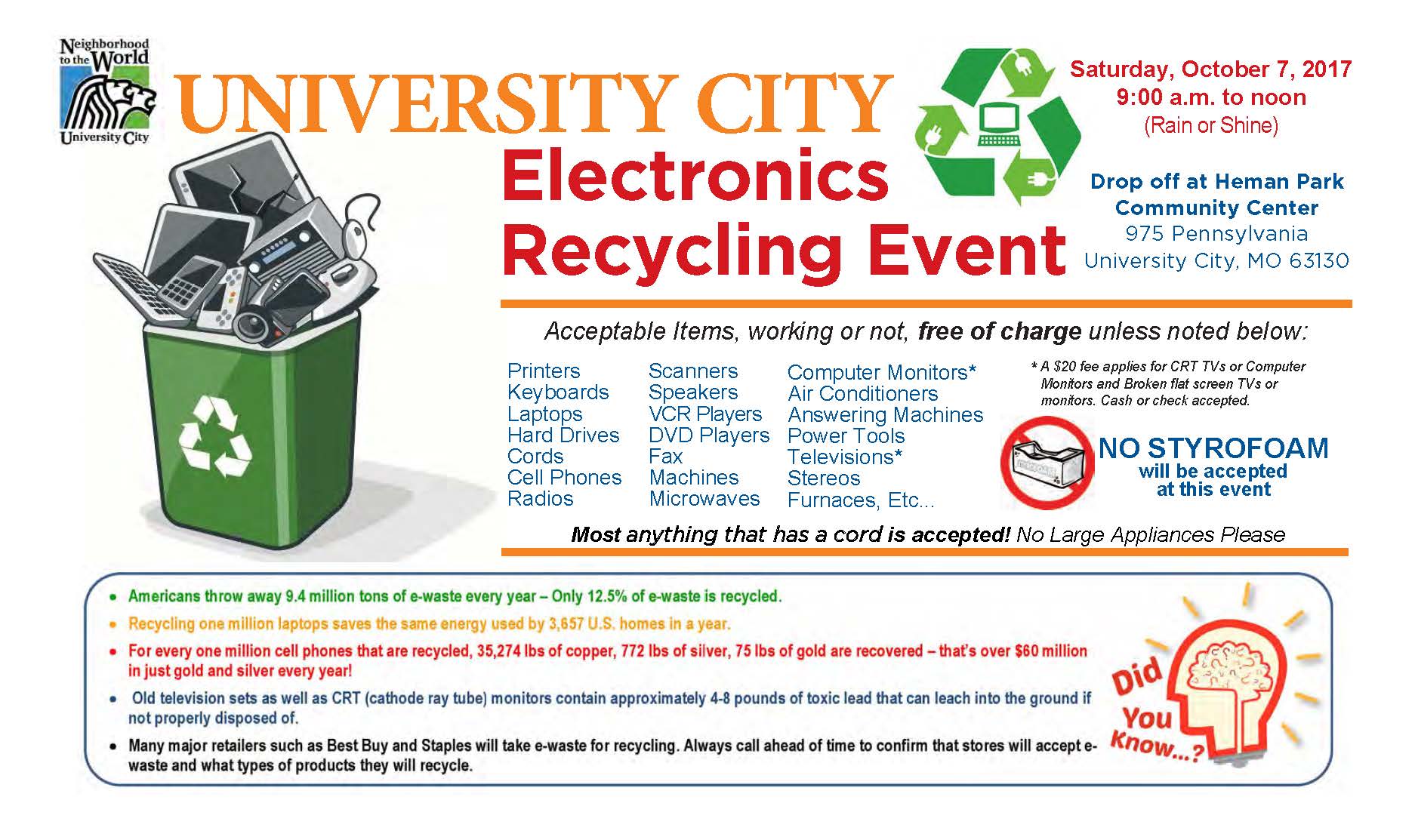 Electronics Recycling Event OCTOBER 2017A